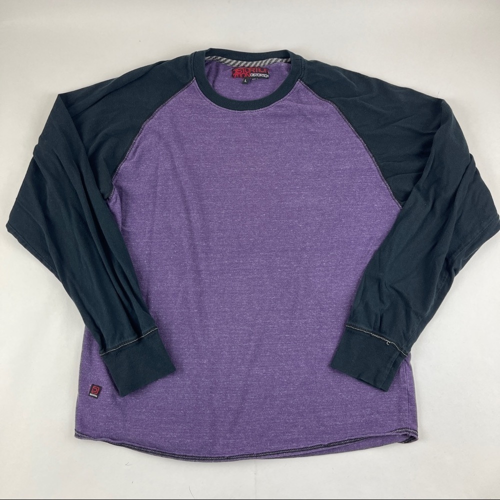 Distortion Tshirt Boys Large Purple Black Long Sleeve